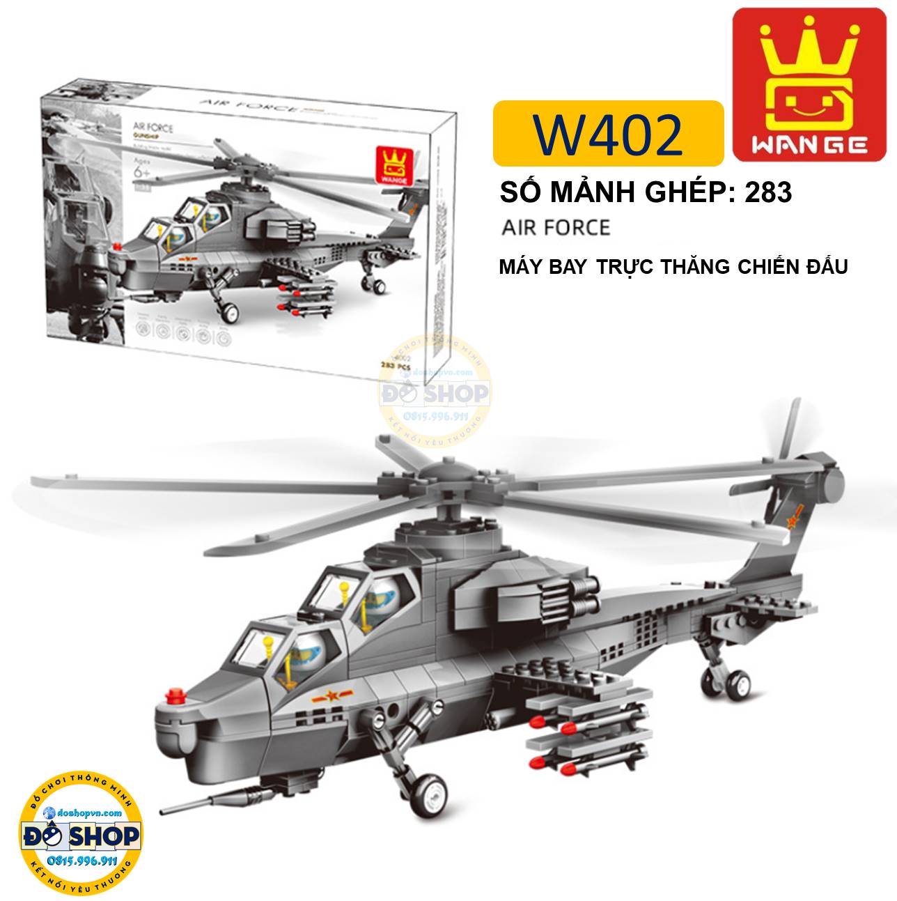 Đồ chơi lắp ráp Wange máy bay trực thăng W402