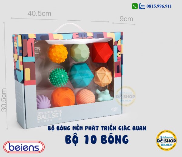 Bộ 10 bóng mềm đồ chơi phát triển giác quan Beiens BE68