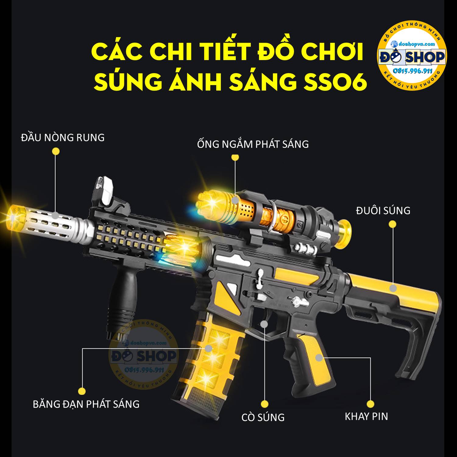 Các thành phần của đồ chơi súng ánh sáng SS06